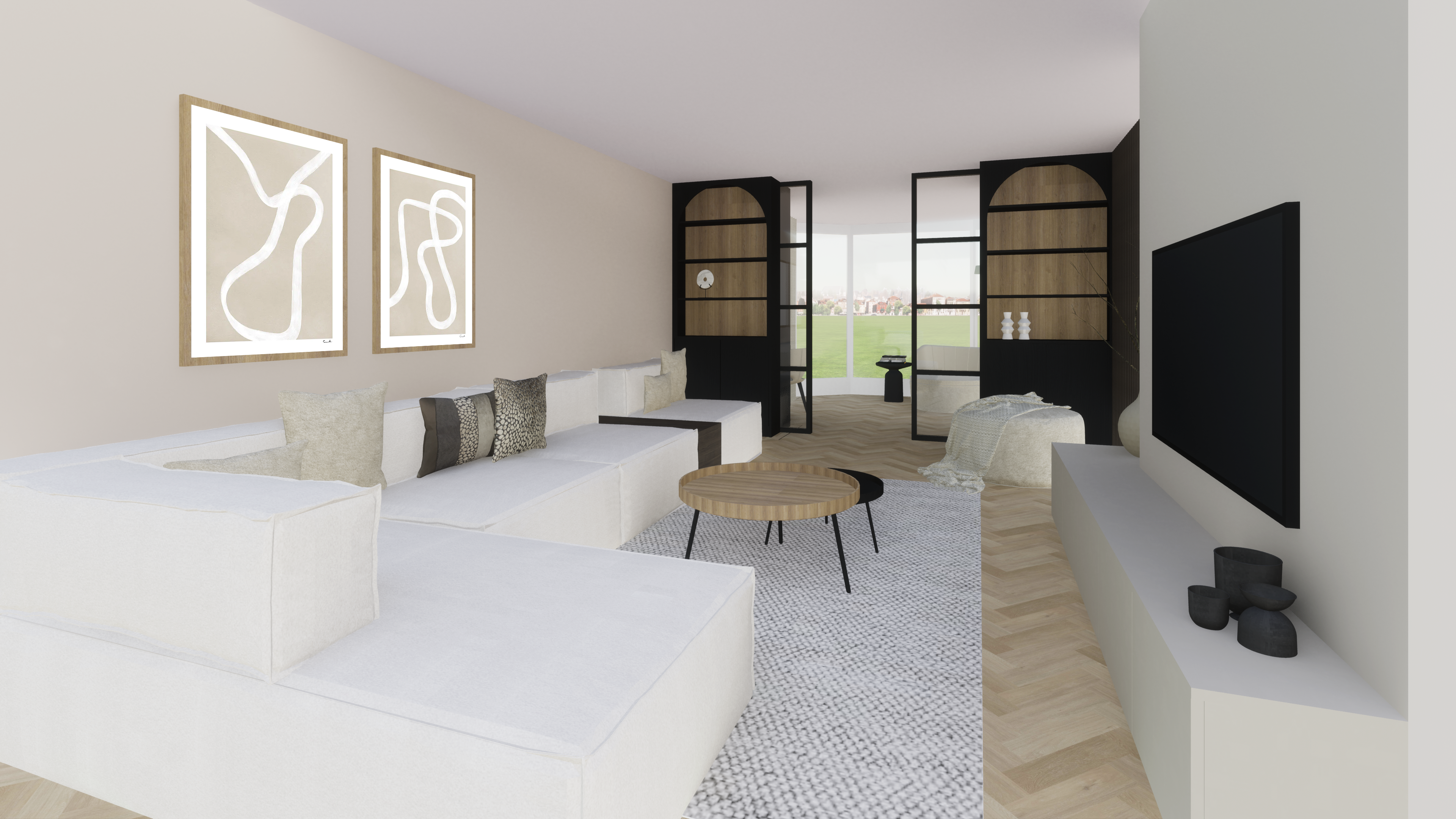 3D ontwerp van een woonkamer in Puth