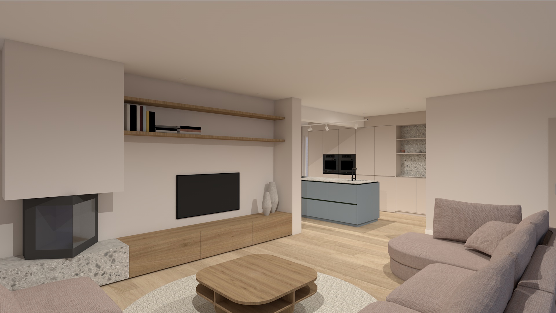 3D ontwerp woonkamer Landgraaf door Studio DIP