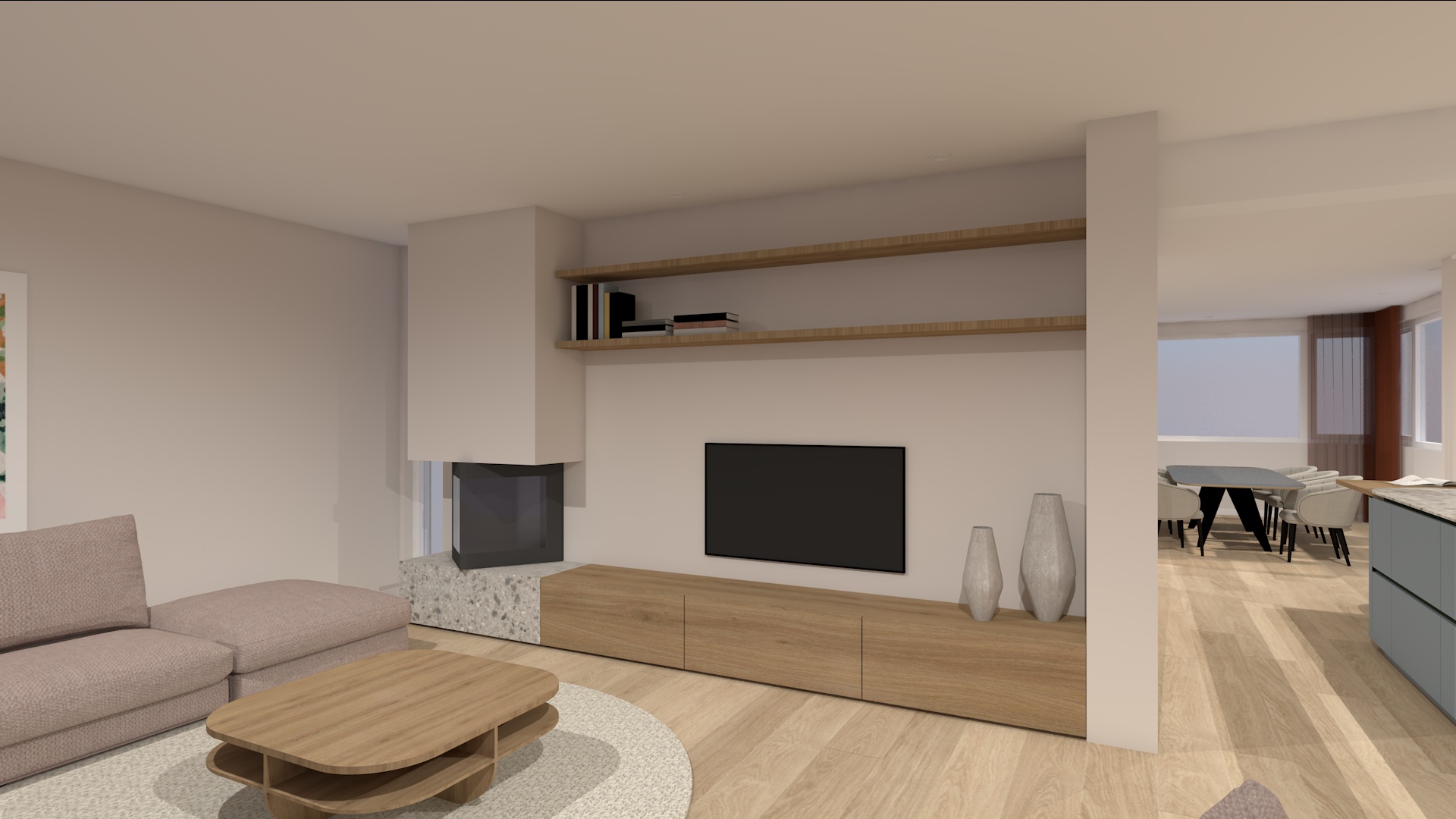 3D ontwerp woonkamer Landgraaf door Studio DIP